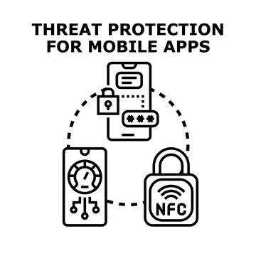 Mobile app threat protection concept vector illustration 스톡 일러스트