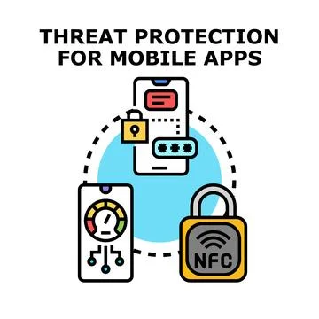 Mobile app threat protection concept vector illustration 스톡 일러스트