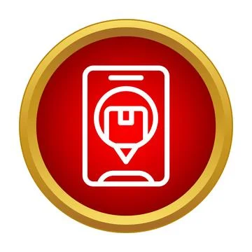 Mobile app tracking package delivery location icon Stock Illustration