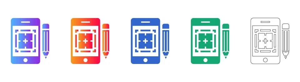 Mobile App UI Design and Editing Icons 库存插图