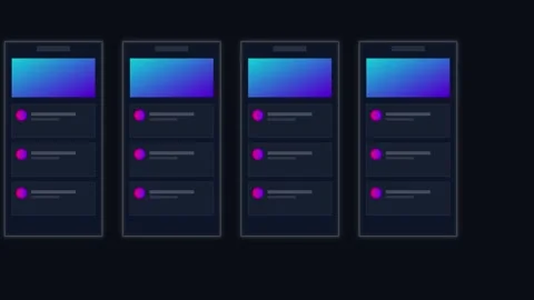 Mobile App UI Design Dark Interface Screens Stock Footage 341844966
