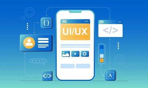 Mobile App UI UX Design Concept Illustration Stock Illustration