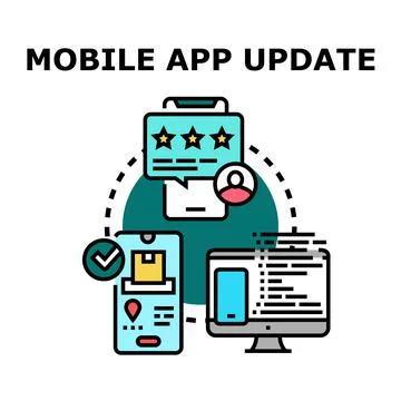 Mobile app update development and user feedback management Stock Illustration