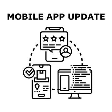 Mobile app update development and user feedback management Stock Illustration