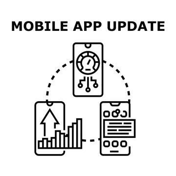 Mobile app update improving performance and speed Stock Illustration