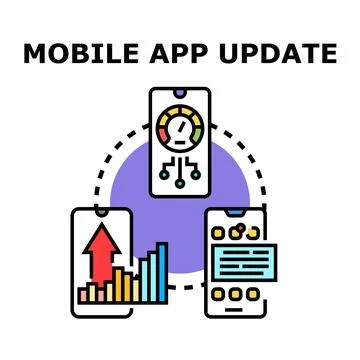 Mobile app update improving performance and speed Stock Illustration