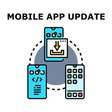 Mobile app updating process transferring data between devices Stock-Illustration