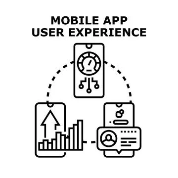 Mobile app user experience and application development 库存插图