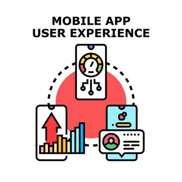 Mobile app user experience and application development Stock Illustration