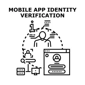 Mobile app user identity verification process Illustrazione stock