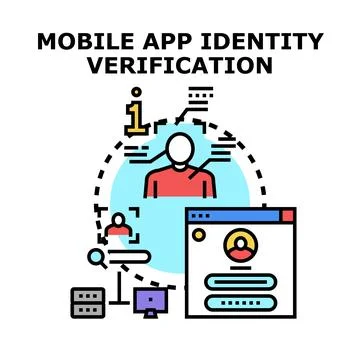 Mobile app user identity verification process Stock Illustration