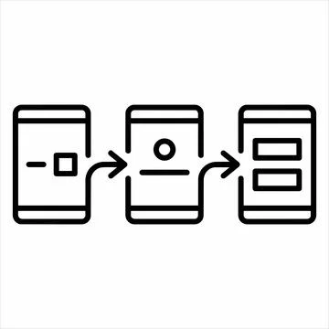 Mobile app user interface flow steps 8K ultra quality image ratio with sequen イラスト素材