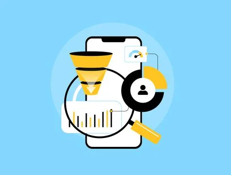 Mobile app user segmentation boosts targeting and personalization. Analyzing Stock Illustration