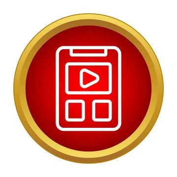 Mobile app video player interface with play button icon Stock Illustration