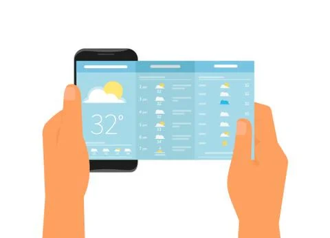 Mobile app for weather forecast Stock Illustration