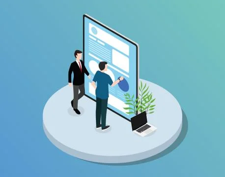 Mobile app website development with tablet and team developer with isometric  Stock Illustration