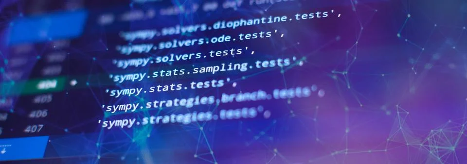 Mobile app. Website programming code. IT business. Stockfoto's