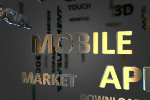 Mobile App Word Cloud Stock Footage 25041418