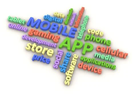 Mobile App Word Cloud Stock Illustration