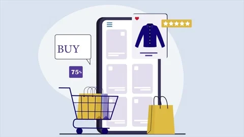 Mobile Apparel E-Commerce App and Online Retail Shopping Animation 스톡 동영상 339342578