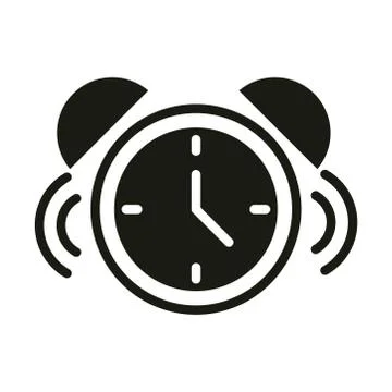 Mobile application alarm clock time web button menu digital silhouette style Stock Illustration