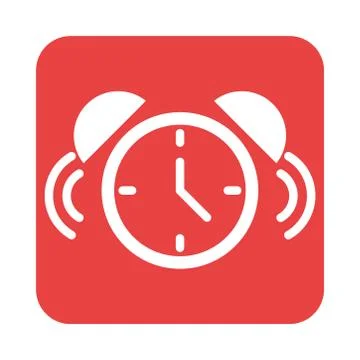 Mobile application alarm clock time web button menu digital flat style icon Stock Illustration