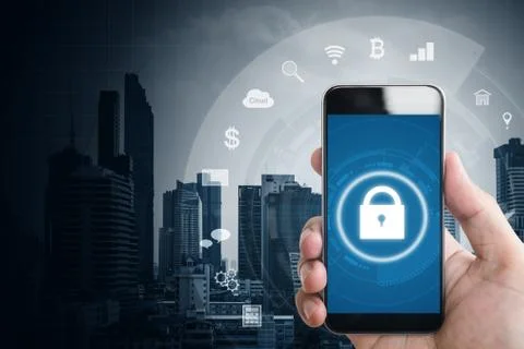 Mobile application and internet online security system Stock Photos