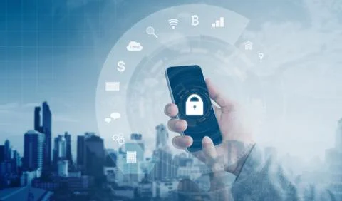 Mobile application and internet online security system Stock Photos