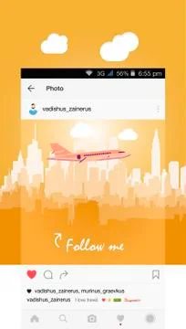 Mobile application and plane flying over the city. Ilustração Stock