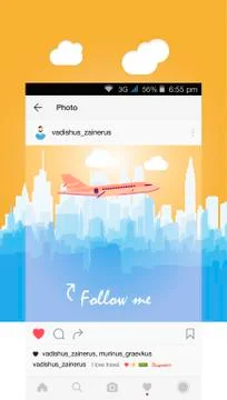 Mobile application and plane flying over the city. Ilustração Stock