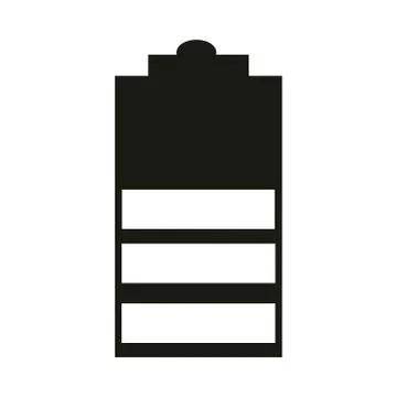 Mobile application battery low charged web button menu digital silhouette style Stock Illustration