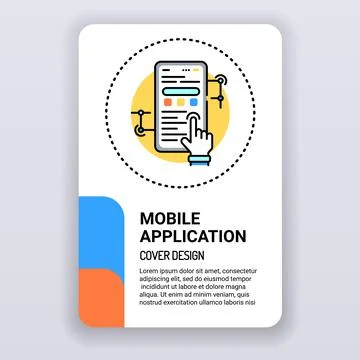 Mobile application brochure template. App development cover design. Print des Stock Illustration