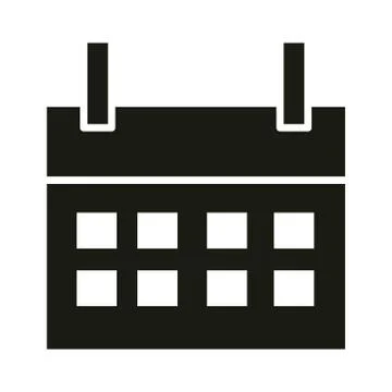 Mobile application calendar reminder web button menu digital silhouette style Stock Illustration