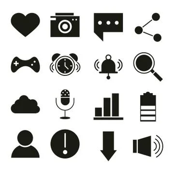 Mobile application like camera message sms share avatar audio, web button menu Stock Illustration