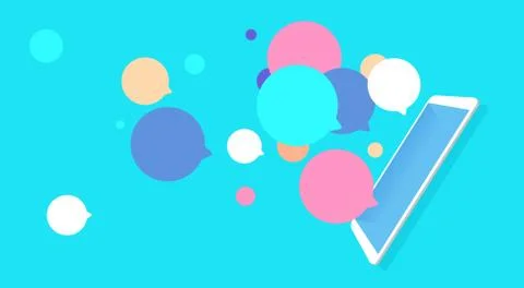 Mobile application chat flying bubbles interface message notifications 스톡 일러스트