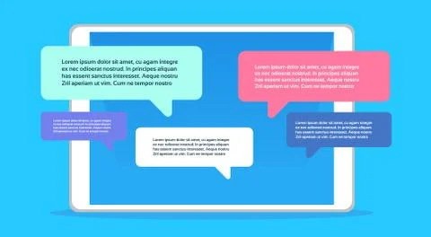 Mobile application chat interface message notifications bubble copy space flat Illustrazione stock