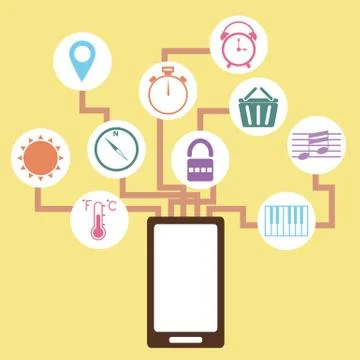 Mobile application concept idea in flat style Stock Illustration