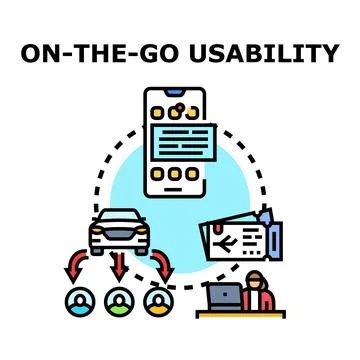 Mobile application controlling ride sharing and travel booking Illustration