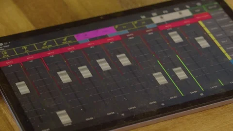 Mobile application for controlling studio sound control panel. Stock Footage 312696112