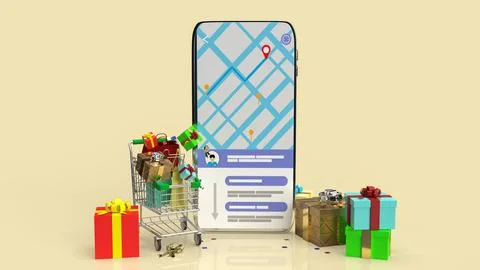 The mobile application for delivery business concept 3d rendering Stock Illustration