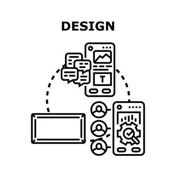 Mobile application design and development process 库存插图