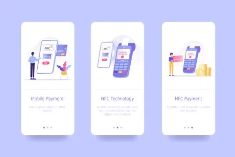 Mobile application design template set for Online payment, NFC Technology and Stock Illustration