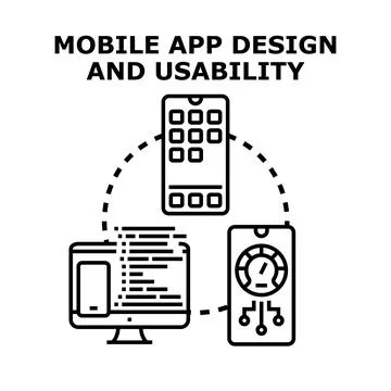 Mobile application design usability developing process 스톡 일러스트