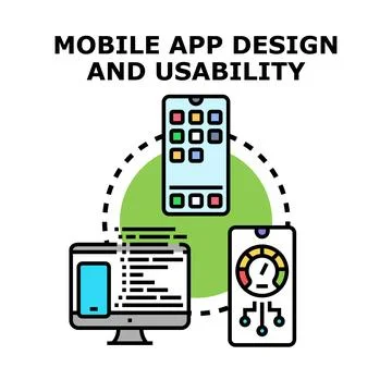 Mobile application design usability developing process Stockillustratie