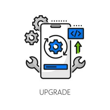 Mobile application develop and upgrade line icon イラスト素材