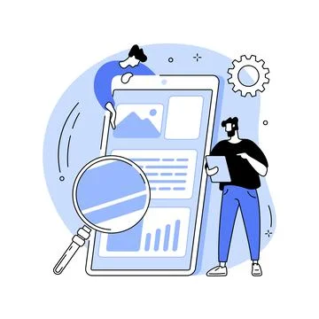 Mobile application development abstract concept vector illustration. Stock Illustration