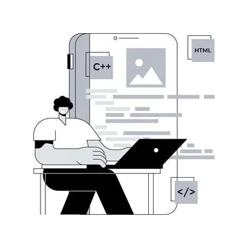 Mobile application development abstract concept vector illustration. Illustrazione stock