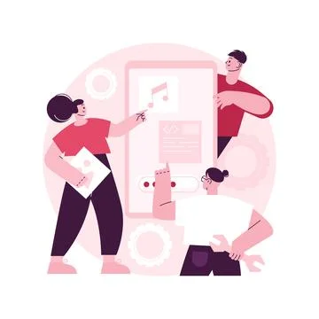 Mobile application development abstract concept vector illustration. Stock Illustration