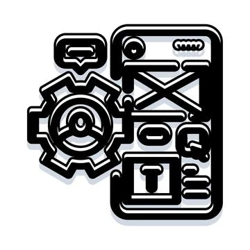 Mobile application development and settings icon 스톡 일러스트
