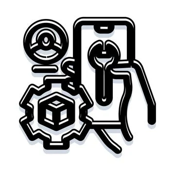 Mobile application development and software maintenance concept 스톡 일러스트